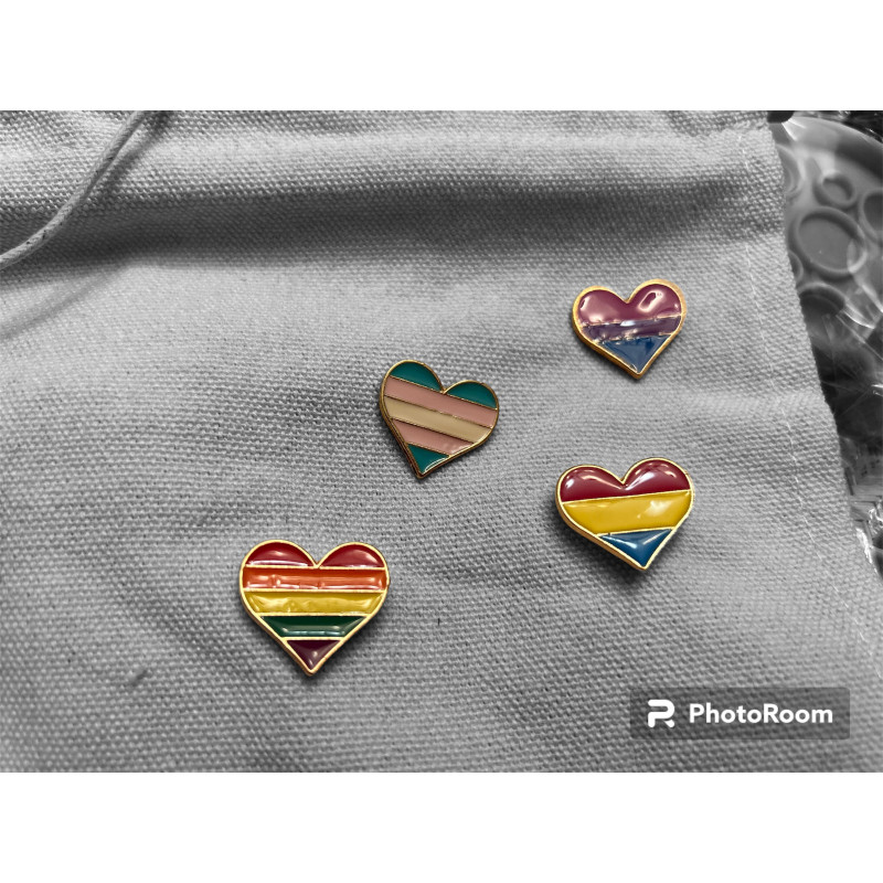 Select LGBTQIA+ heart pins available