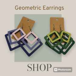Geometric Earrings - Diamond-Shaped Dangle Earrings